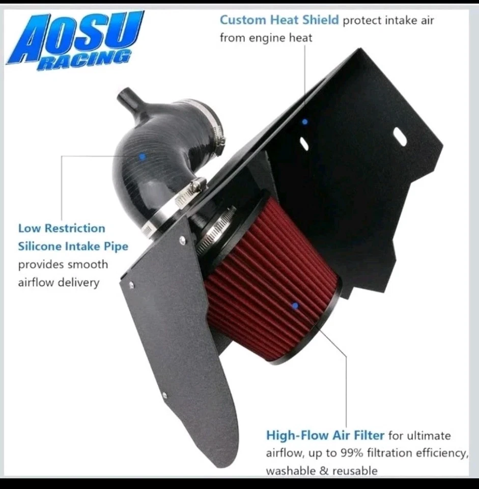 Kit de admisión de aire frío con protector térmico compatible con 2015+ Audi A4 A5 B9 2.0T 40 Foto 3 de 4