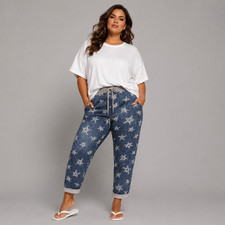 Stonewashed Blue Star Print Joggers