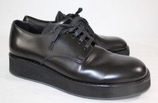 PRADA Black Leather Lace Up Tie Derby Platform Dress Loafers Mens 7 Womens 9