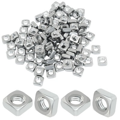 100 PCS M5 Square Nuts, 304 Stainless Steel, Metric Coarse Thread Fasteners