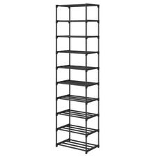 10 Tier Tall Shoe Rack, Narrow Lightweight Shoe Shelf, Compact Vertical Shoe ...