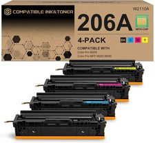 With Chip 206A 4-Pack Toner Compatible for HP LaserJet MFP M282nw M255dw M283cdw