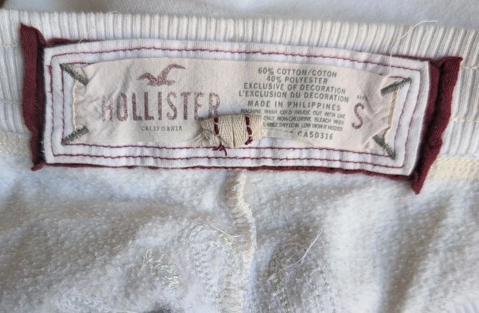 Pantalones deportivos Hollister para mujer blancos S con cordón bordado logotipo Foto 4 de 4
