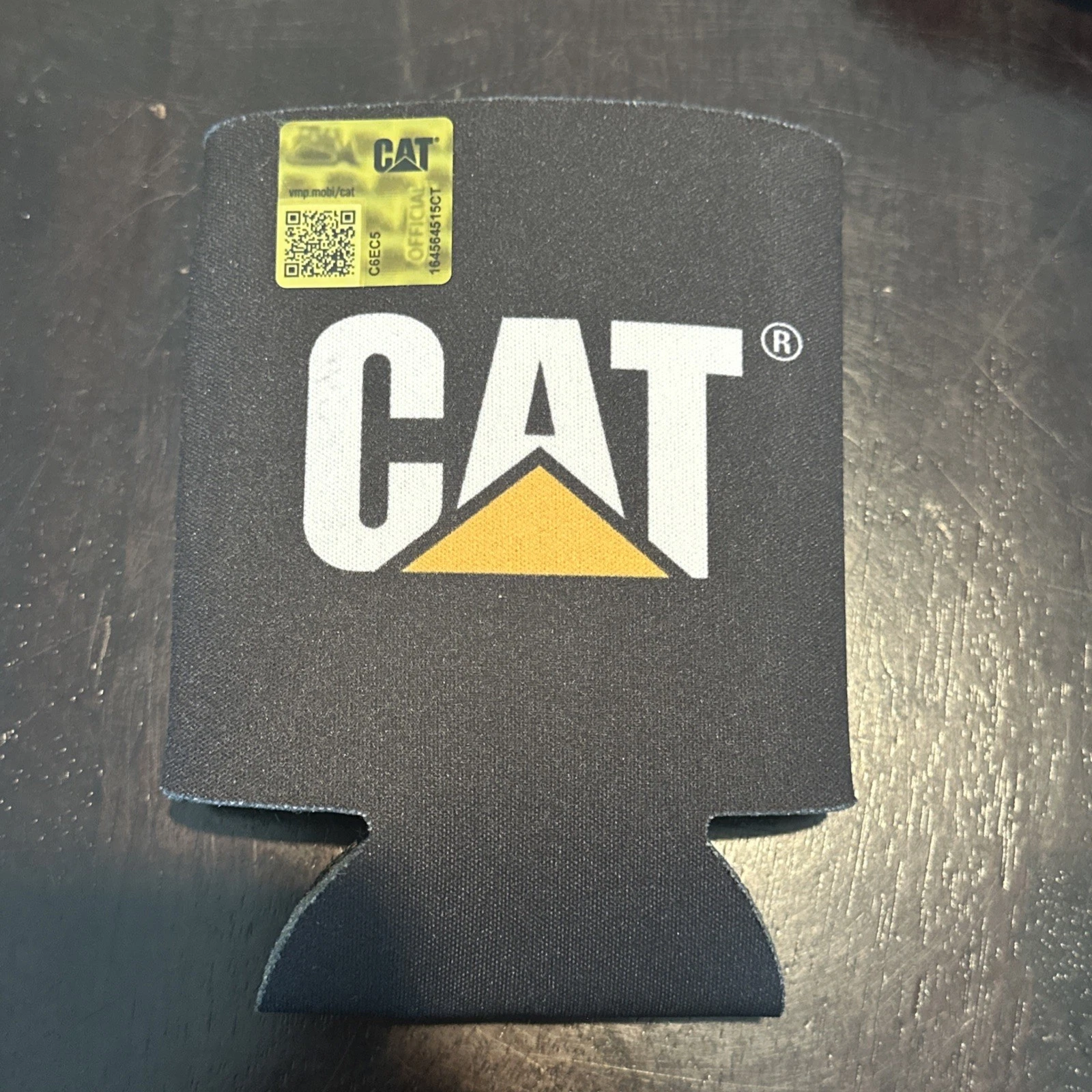 CAT Caterpillar Logo Black Foam MAGNETIC Can Cooler Drink Holder Magnet KOOZIE