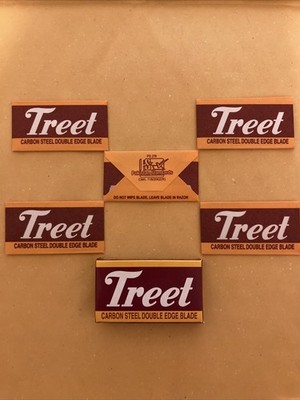 5 Double Edge Razor Blades, TREET  Black Beauties'' Carbon Steel