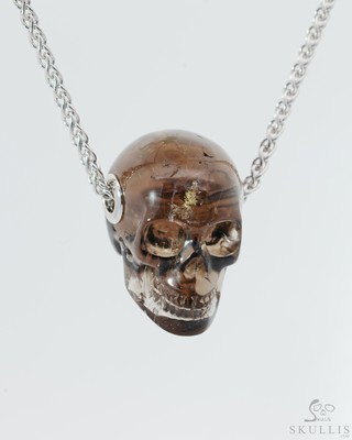Necklace of Smoky Quartz Rock Crystal Hand Carved Crystal