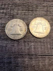 Ben Franklin 90% silver Half dollars Lot Of 2 (1961 And 1963) 25 G Silver Coins