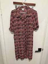 J. Jill Women's Geometric Button Down Shirt Dress, Red/Black/White, Size 16