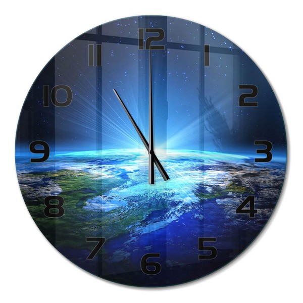 Elegante Wanduhr Mit FließEnden Zeigern Planet Erde Schwarze Zeiger Fi60 Cm-image