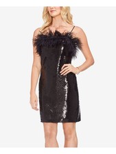 VINCE CAMUTO Womens Black Spaghetti Strap Above The Knee Party Dress 6