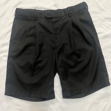 Jos A Banks 36 Reg Black Pleated Short Adj Waist