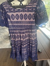 Girls Blue Navy Formal Dress Size 16 Lace With Cream Color Lining . Knew Length