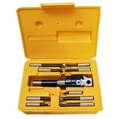 2'' Boring Bar Head R8 Set 9 PC 1/2'' Shank Carbide Tipped Hole Milling Holder 