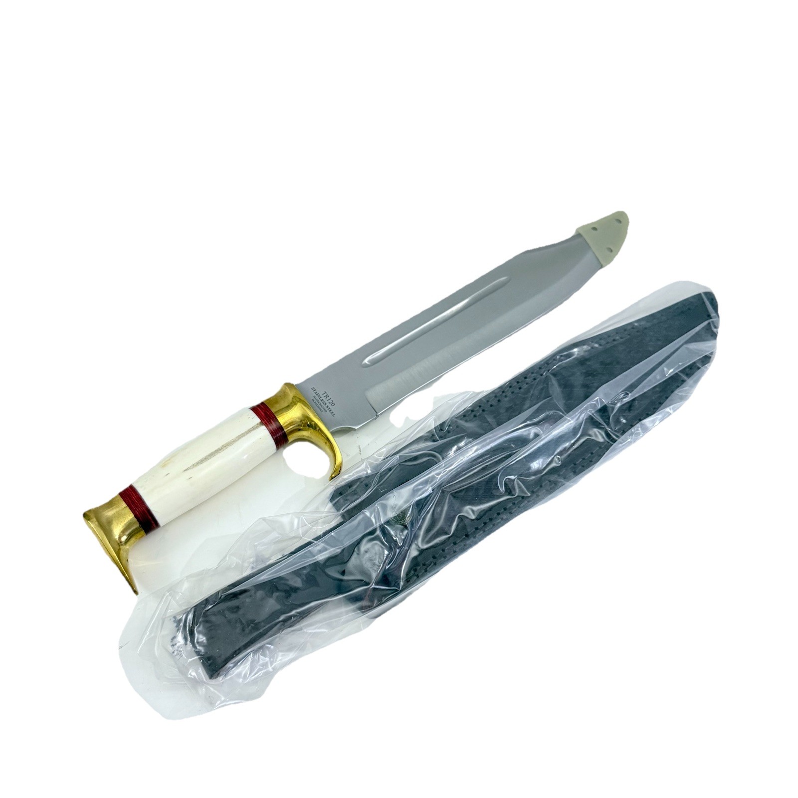 Timber Rattler TR120 Collectible Fixed Blade Knife with Sheath 16.5 Inch Bone Handle