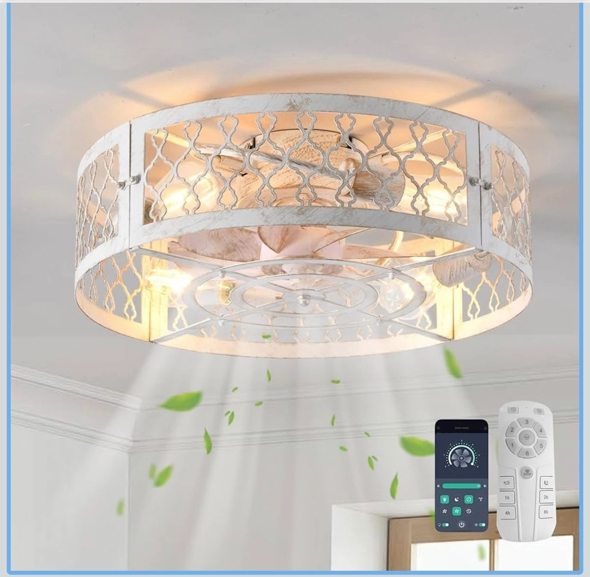 Ventilatore da soffitto industriale mini bianco senza luce 55W 120cm