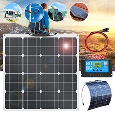 100W Portable 12V Flexible Solar Panel w/100A Controller for RV Home Roof Camper