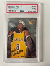 1996 Fleer Metal Kobe Bryant Fresh Foundation Rookie Card #137 PSA MINT 9 . rookie card picture