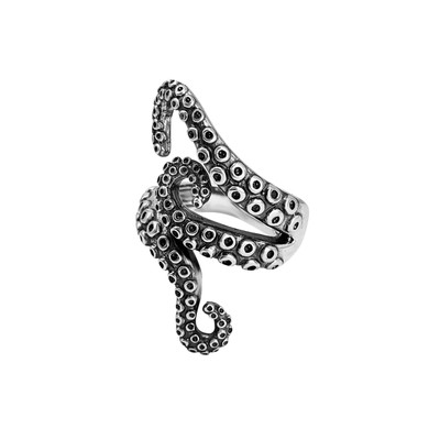 81. Generation Sterlingsilber Ring breiter Oktopus Wickel Ozean inspiriert Schmuck