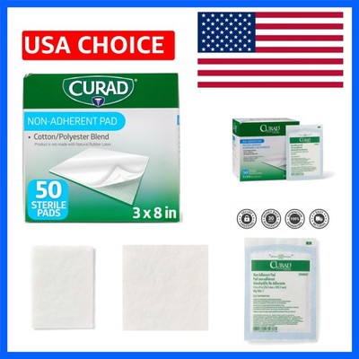 Pack of 50 Sterile 3x8 Non-Adherent Pads - Ideal for First Aid Treatment