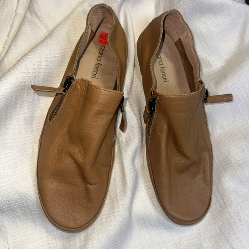 Diana Ferrari Ashlli Caramel Soft Leather Comfort ZipUp Flat Shoe Rrp$99 Sz7 38 - Picture 2 of 7