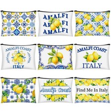 Sunnymove 9 Pcs Amalfi Coast Souvenir Italy Lemons Makeup Bags multicolored