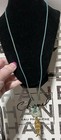 Vintage Gold Tone Articulated Fish Pendant Necklace Leather Cord & Earrings — photo 6
