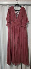 Azazie Temeke A-Line Ruched Chiffon Bridesmaid Dress A28 Dusty Rose Preowned