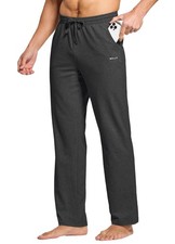 Men's Cotton Yoga Sweatpants Athletic Pants Open Bottom Exercise Lounge Pants...