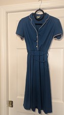 1970s Byer Too Midi Dress Dark Blue Shirtdress Button Up Vintage Dress