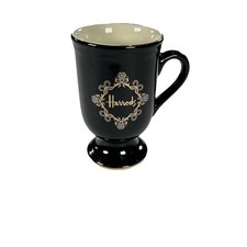 Harrods Pedestal Coffee Mug Black Gold Logo G...