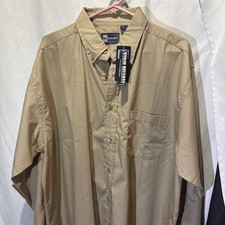 Blue Generation Shirt Mens XL Tan Button Down Stain Release Work Shirt