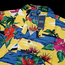 Polo Ralph Lauren Hawaiian Camp Shirt Yellow Tropical Sailboat Size 3XB 168