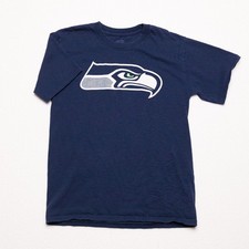 Seattle Seahawks Shirt Child Large Blue NFL Football Tee Port and Company Cotton