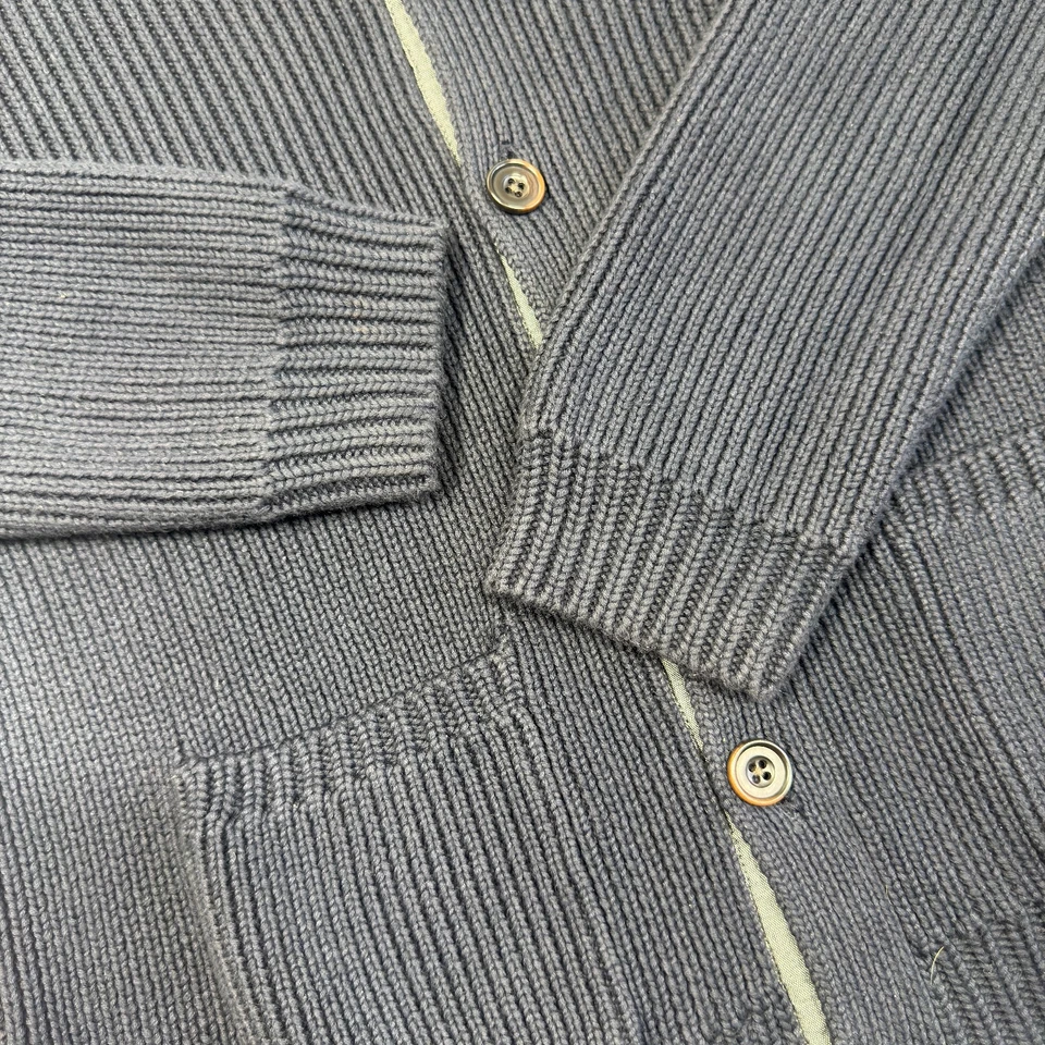 Cárdigan suéter Gap para hombre mediano azul marino abuelo tejido pesado cuello chal Foto 4 de 4