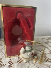 Vintage Lenox Snowman Trinket Box Hinged Ornament 24k Gold Trim