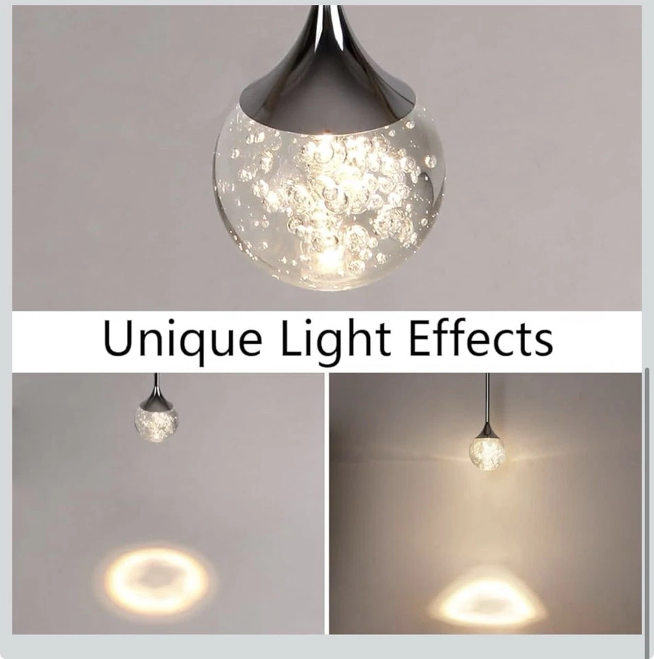 Modern Crystal Pendant Light Chrome Mini Globe Chandelier Dimmable LED - Image 4 of 4