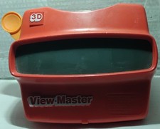 3D VIEW-MASTER Red Reel Viewer Orange Handle Stereo Vintage 80's