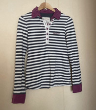 Horseware Striped Collared Button Polo Top Long Sleeve Jersey 