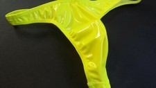 Mens Custom PVC shiny Swimsuit Thong WHITE 1x 2x or 3x made in USA