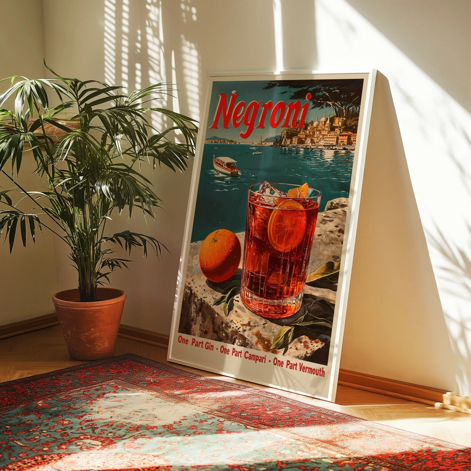 Classic Negroni Poster | Vintage Style Alcohol Ad Print | Retro Bar Wall Art - Изображение 4 из 4
