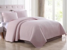 3Pcs SupraSoft Caterina Bedspread Coverlet Set, Soft Rose, Full / Queen