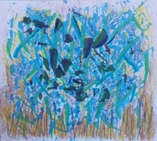 Abstract Bach Original Painting Acrylic FLOWERS  Art Mixed Media on paper