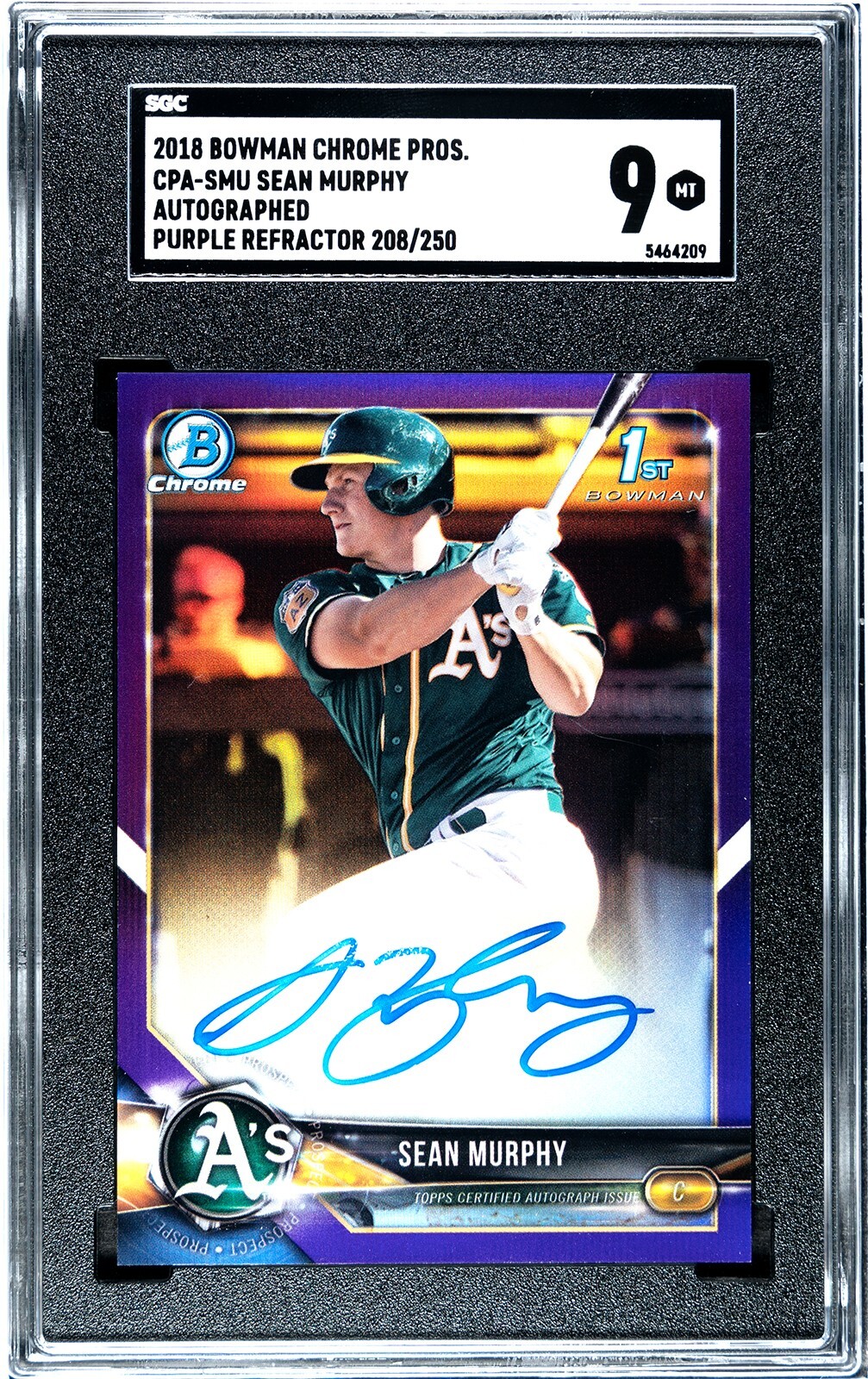 Sean Murphy 2018 Bowman #CPA-SMU Chrome Prospect Auto Purple Refractor /250