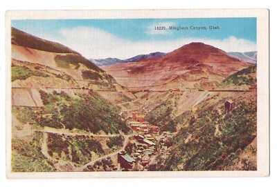BINGHAM CANYON Copper Mines Utah Postcard UT Birds Eye Aerial View WB