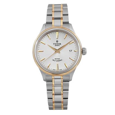 Tudor Style 38mm 18K Yellow Gold Steel Silver Dial Automatic Watch 12503-0002