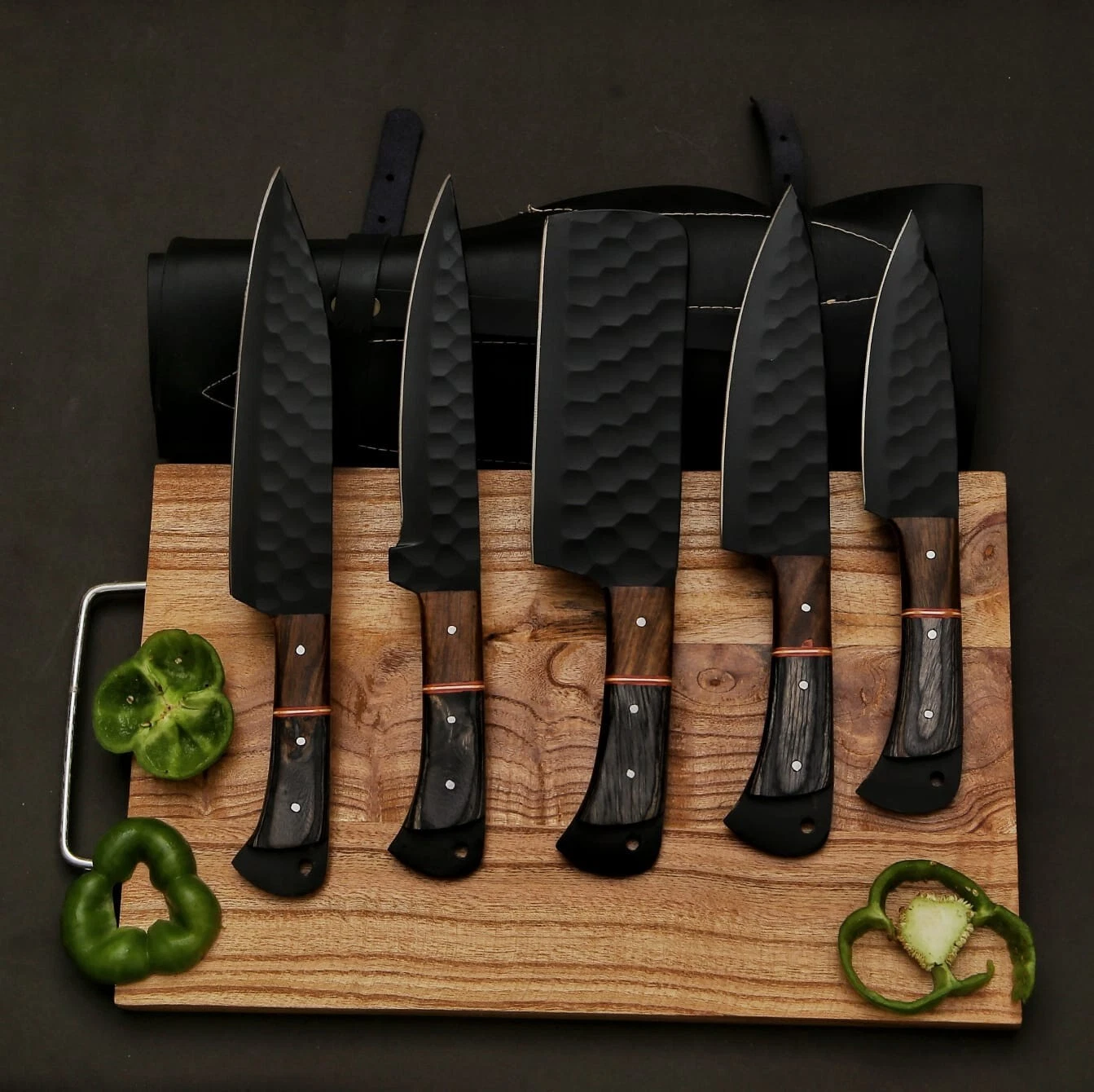 Handmade Powder Coating Forged Chef Knife Set