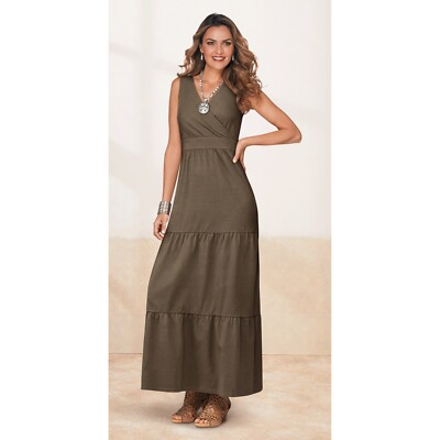 3X PLUS BROWN Midnight Velvet Summer Cruise Vacation Must Have Knit Maxi  Dress | eBay