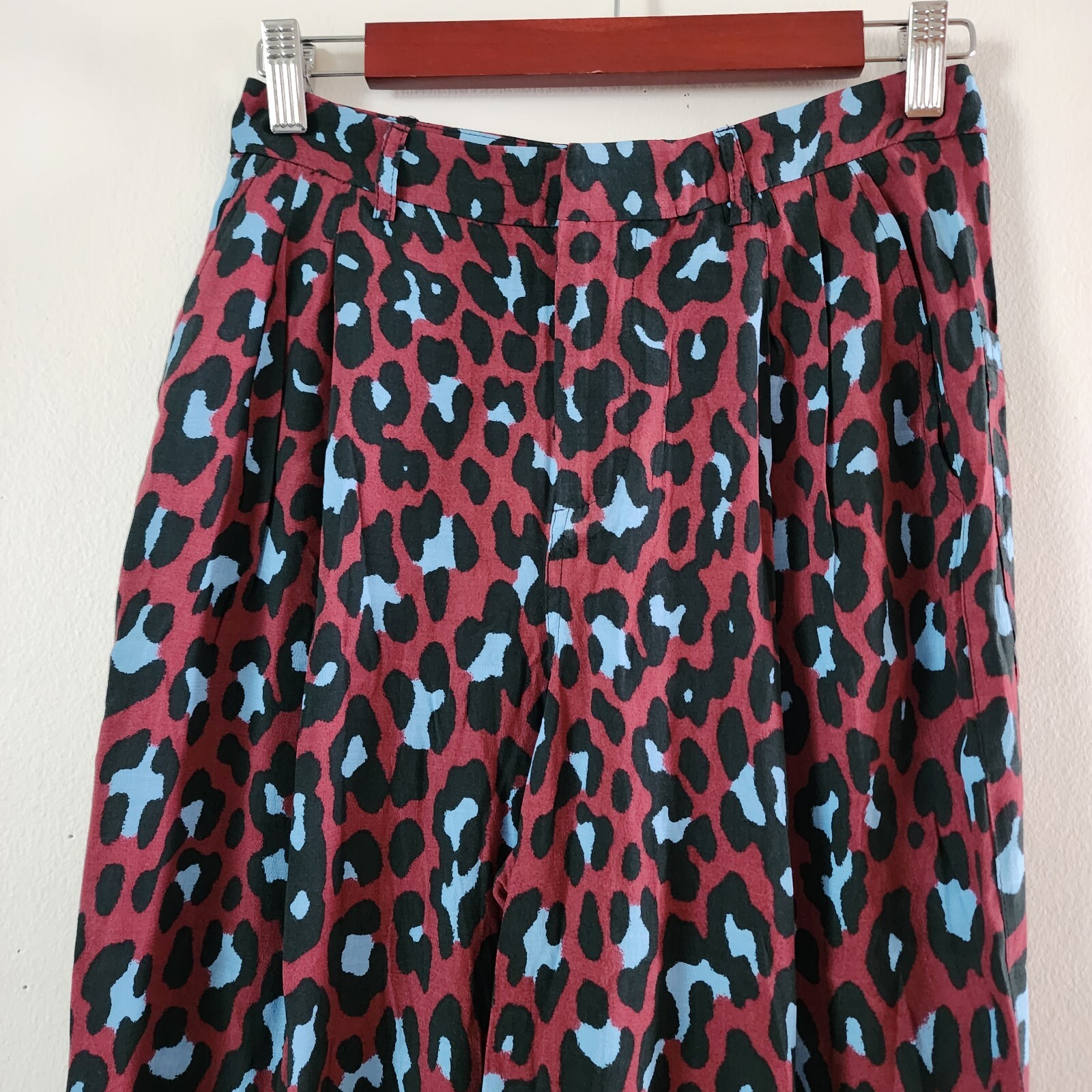 Mango MNG Casual Womens Pantalon Red Leopard Print Relaxed Pants Pleated Size 2 thumbnail 5