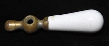 VINTAGE BRASS OVER NICKEL CERAMIC COLD WATER FAUCET HANDLES