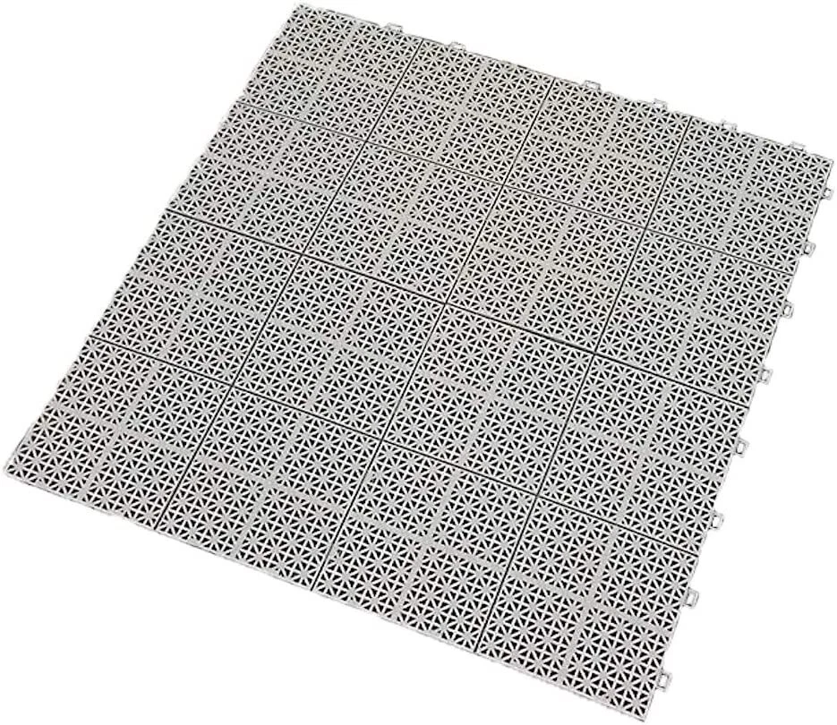 11x Kunststofffliesen Terrassenfliesen Bodenfliesen 30 x 30 cm hellgrau (207172)